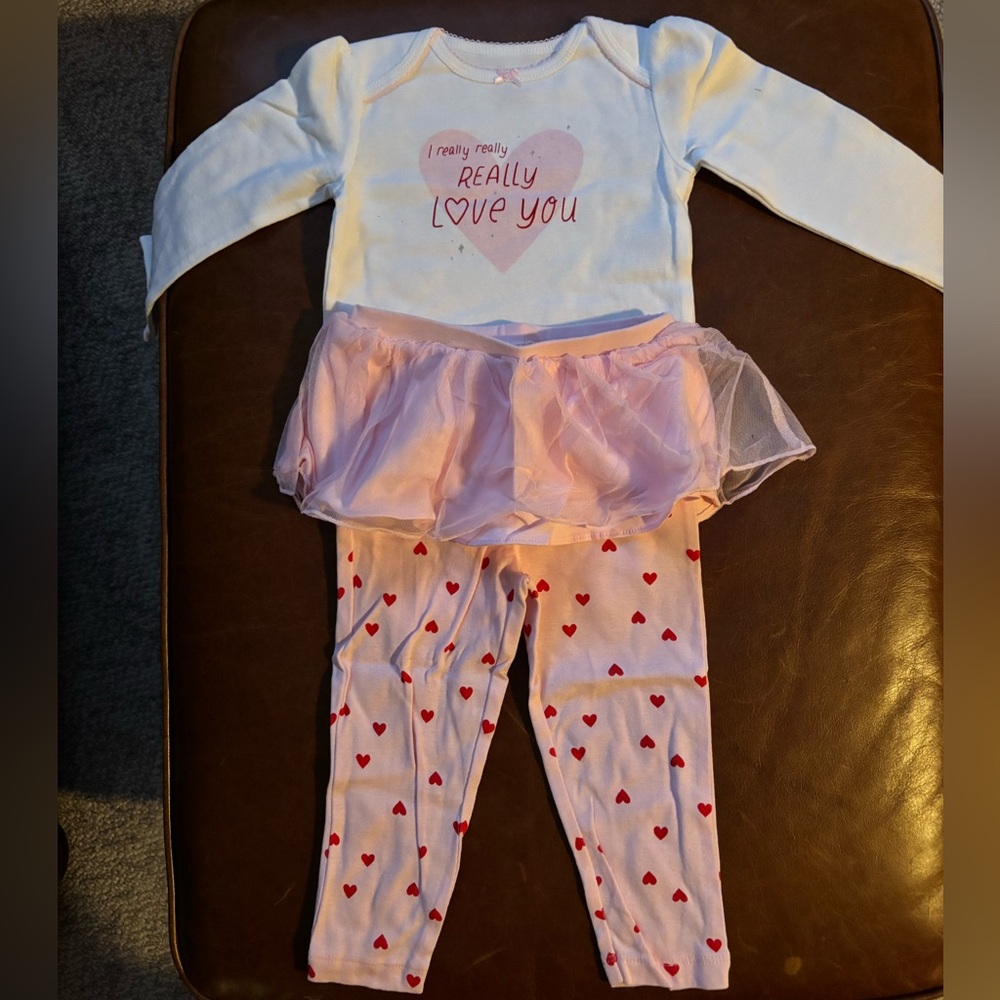 Girls' Heart Print Outfit Set